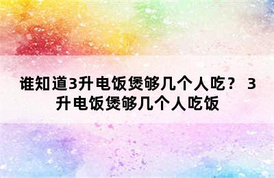 谁知道3升电饭煲够几个人吃？ 3升电饭煲够几个人吃饭